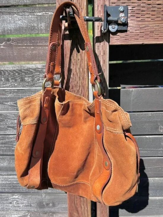 Lucky Brand Soft Suede Brown Boho Handbag - Picture 2 of 6